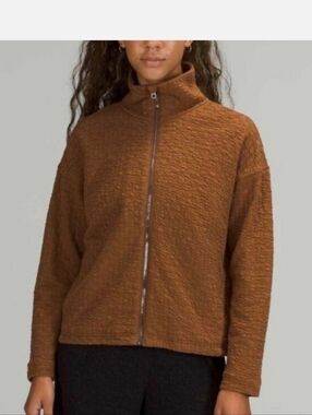 Lululemon Rippled Full Zip Jacket Copper Brown Size 10 NWT